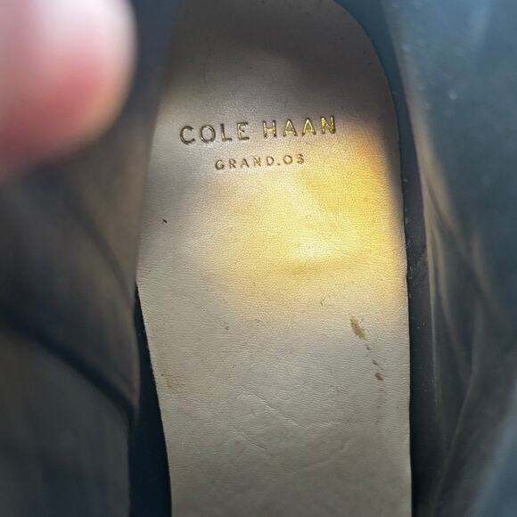 Cole Haan Grand.OS Black Embossed Snakeskin Ankle Boots Block Heel 7 - Picture 5 of 8